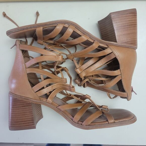 Tan Gladiator Sandals with High Straps - Picture 6 of 10